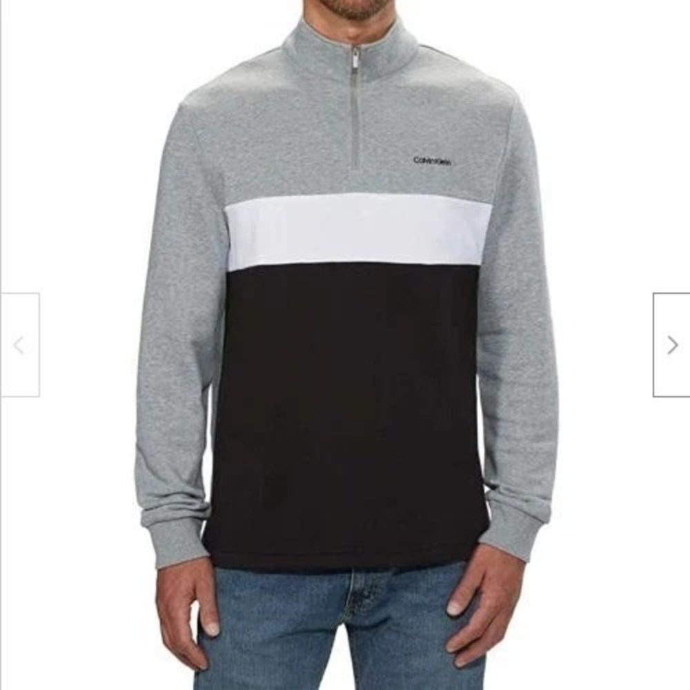 Calvin‎ Klein Men's Long Sleeve 1/4 Zip Pullover(Glacier Gray Heather, SMALL)NWD